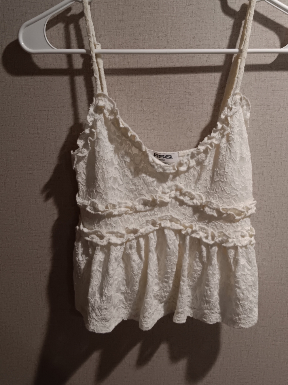 RSQ 🦄 Cream Lace Peplum Camisole with Braided Straps